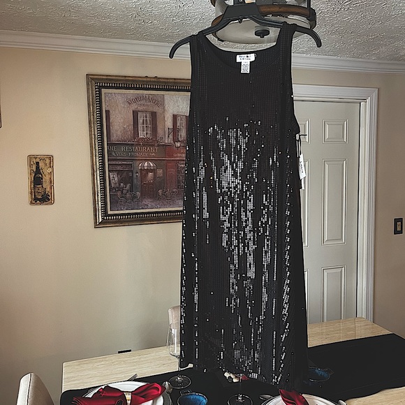 Size 2X all black sequin tank dress NWT - Picture 1 of 7